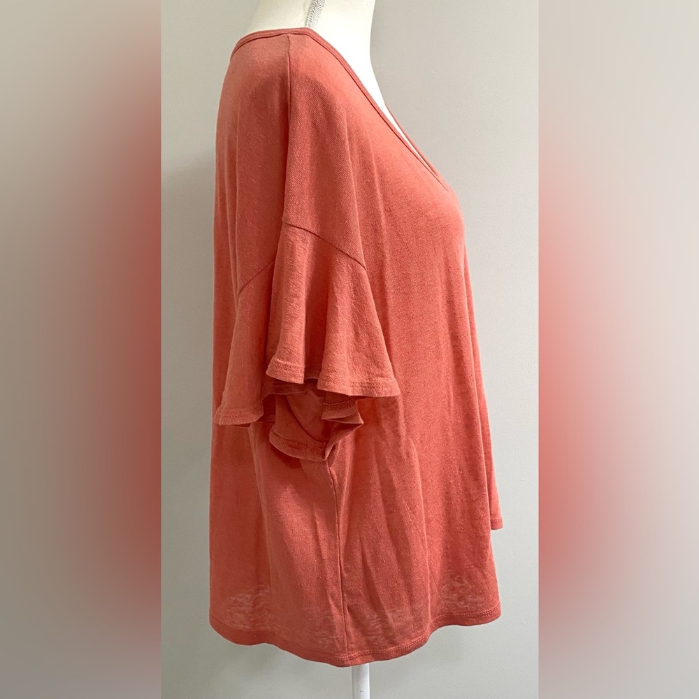 Old Navy Womens XL Orange Ruffle Top Boho Fall Eclectic Southwestern Festival - Picture 8 of 15